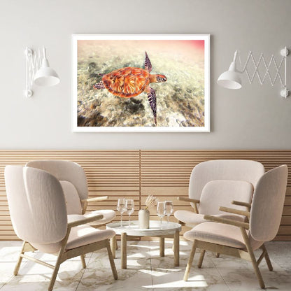 Sea Turtle Underwater Painting Home Decor Premium Quality Poster Print Choose Your Sizes