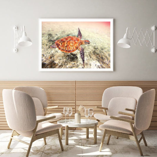 Sea Turtle Underwater Painting Home Decor Premium Quality Poster Print Choose Your Sizes