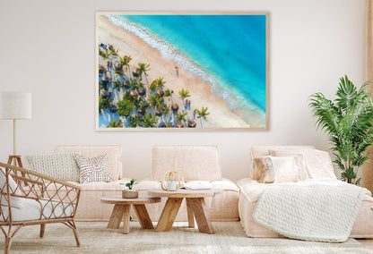 Umbrellas & Palms on Beach Aerial View Photograph Home Decor Premium Quality Poster Print Choose Your Sizes