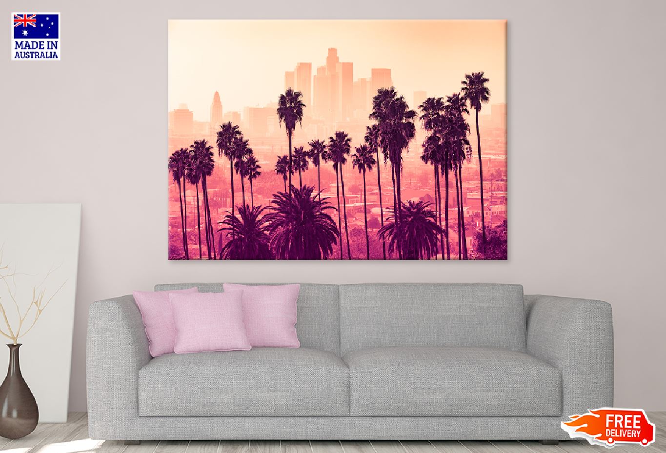 Palm Trees in Los Angeles City View Photograph Print 100% Australian Made