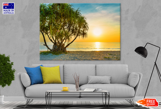 Trees & Sunset Sea Aerial View Photograph Print 100% Australian Made