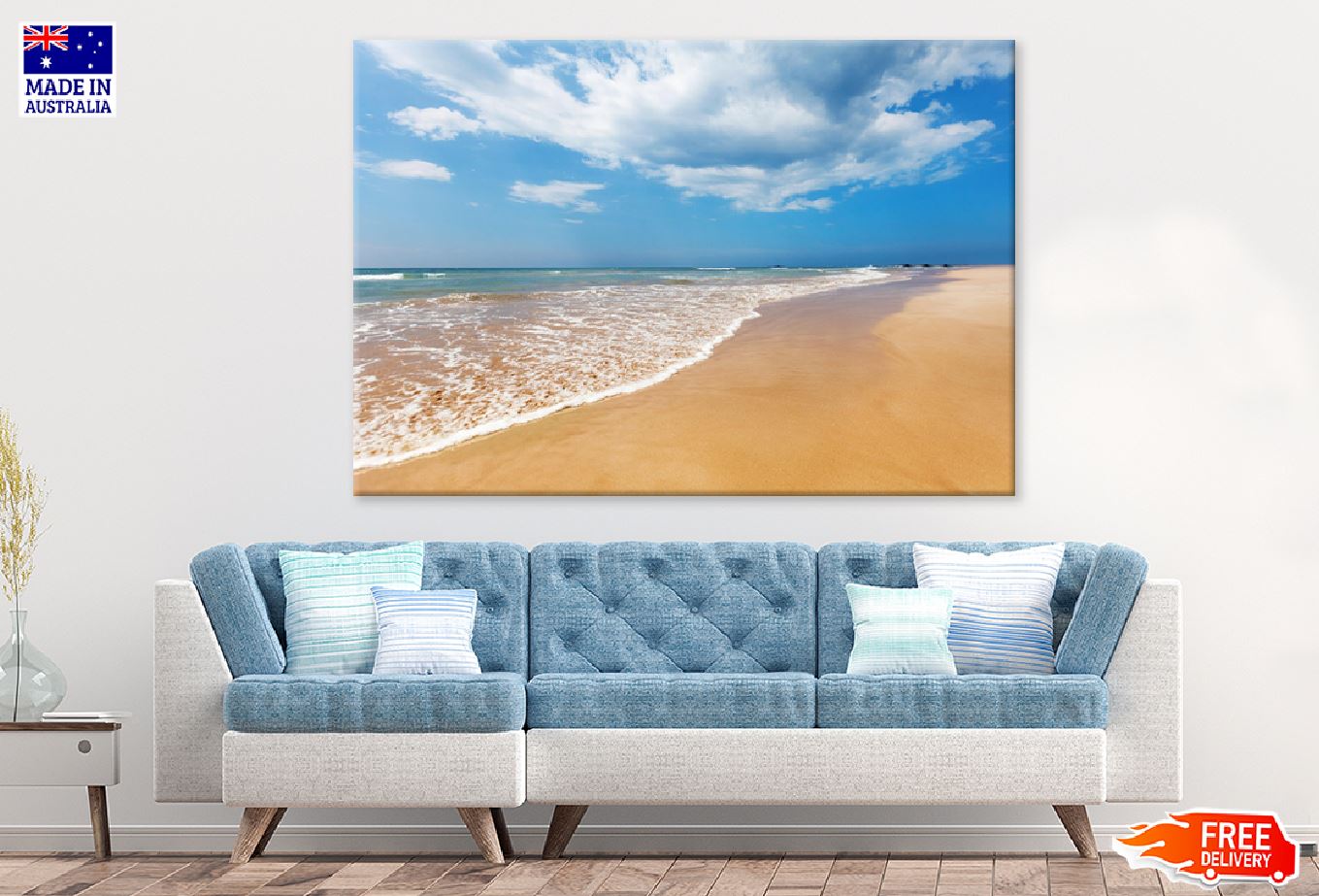 Sandy Beach with Blue Sky Scenery View Photograph Print 100% Australian Made