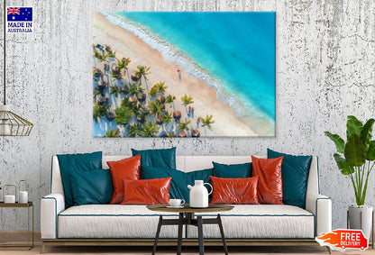 Umbrellas & Palms on Beach Aerial View Photograph Print 100% Australian Made