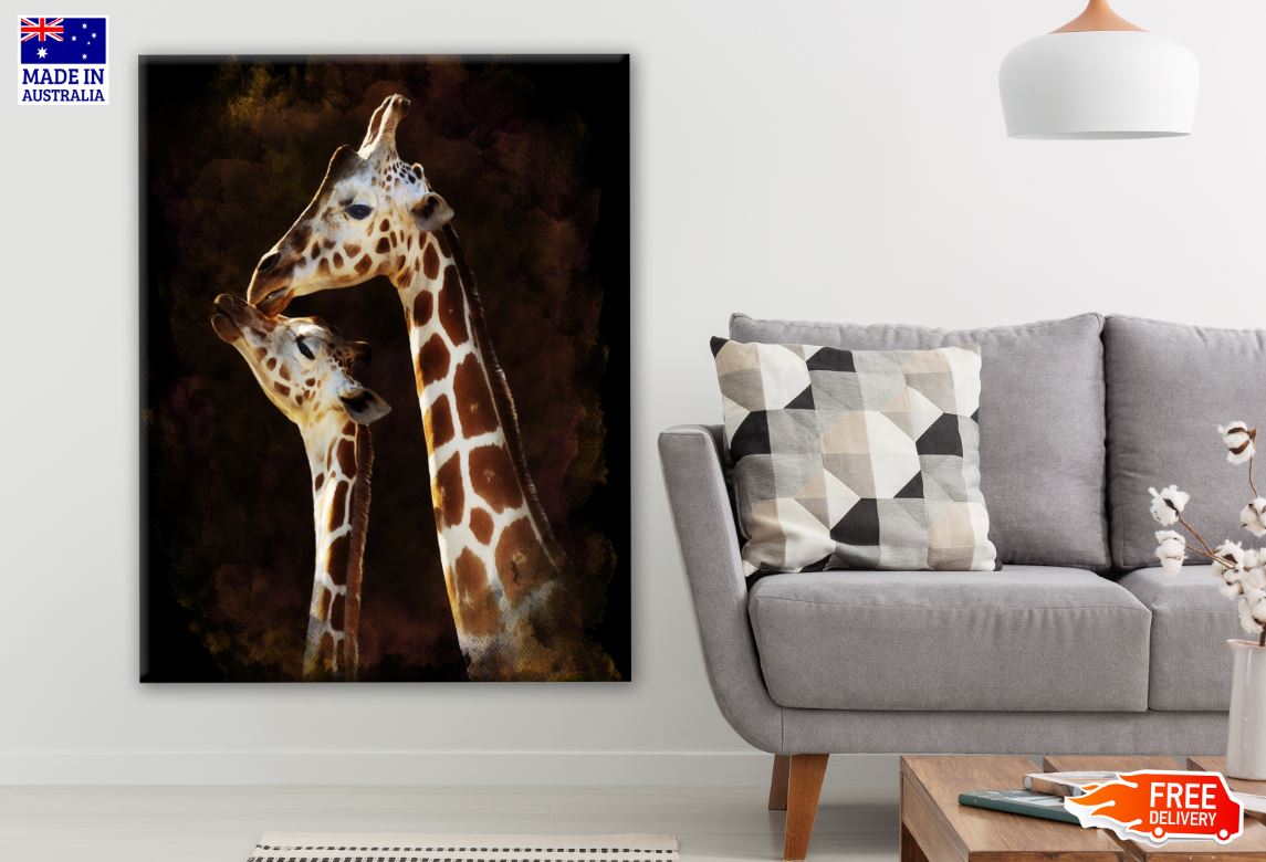 Giraffe Couple Portrait Photograph Print 100% Australian Made