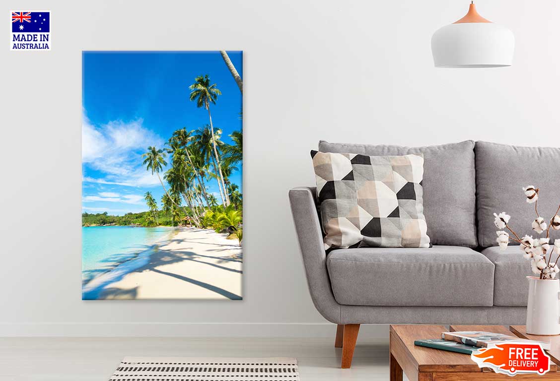 Green Coconut Coast Sandy Beach Scenery Print 100% Australian Made