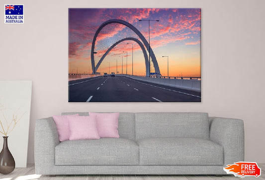 Al Wahda Bridge Sunset View Doha Photograph Print 100% Australian Made