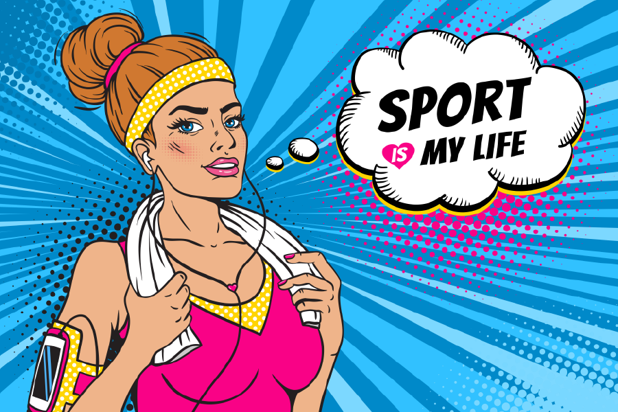 Sport is My Life Speech Bubble & Sport Girl Illustration Print 100% Australian Made