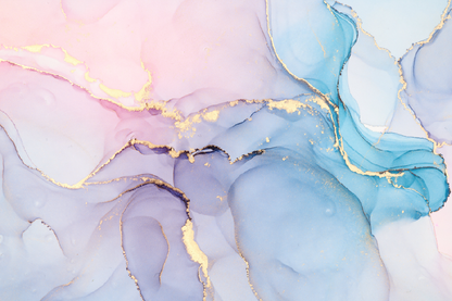 Pink Purple Blue & Gold Abstract Design Print 100% Australian Made