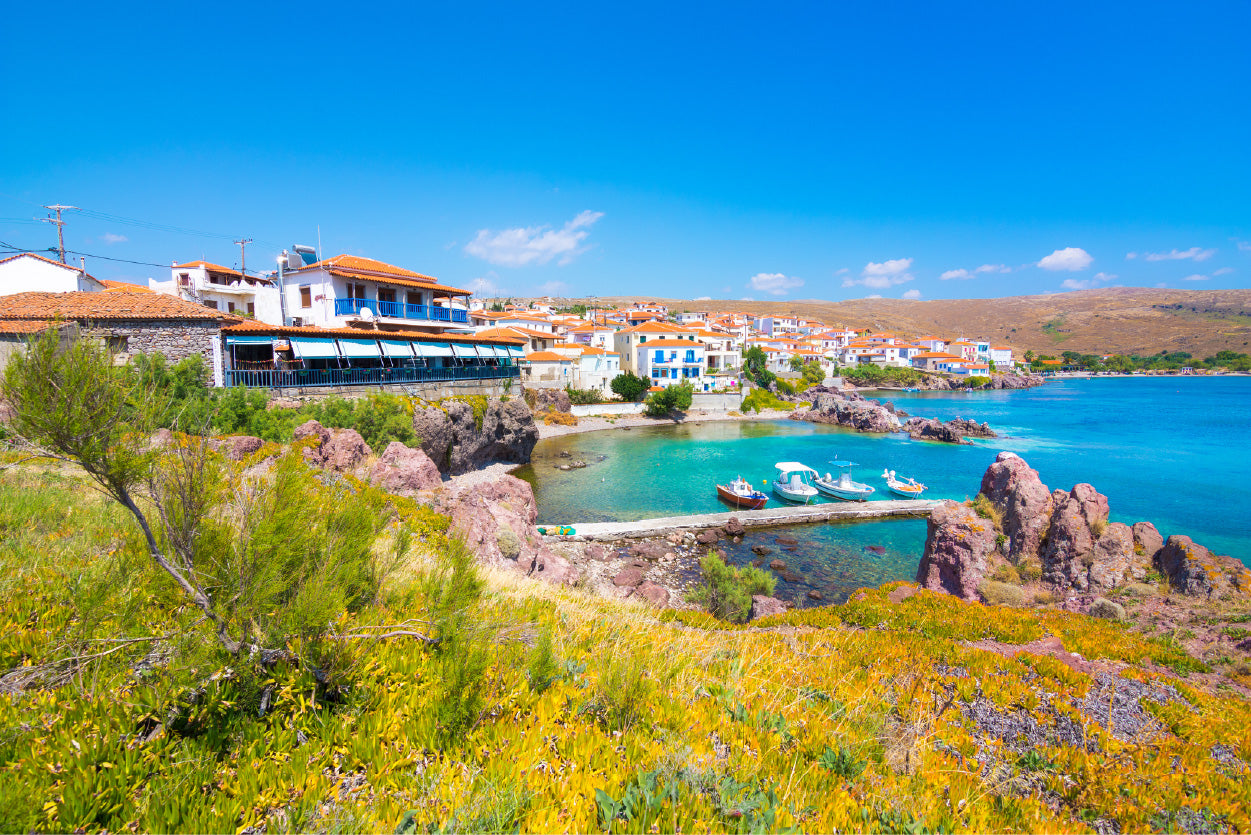 Bella Home Picturesque Village of Greece Print Canvas Ready to hang