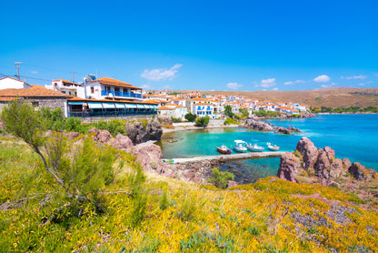 Bella Home Picturesque Village of Greece Print Canvas Ready to hang