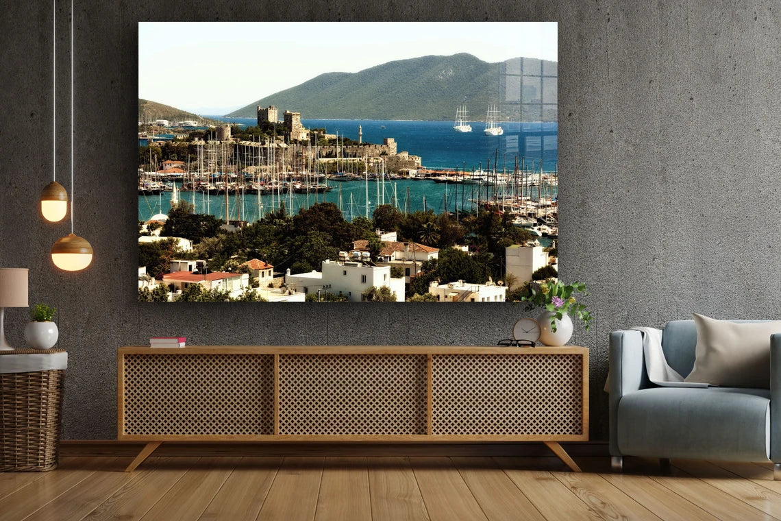 Port Seaside View Print Tempered Glass Wall Art 100% Made in Australia Ready to Hang