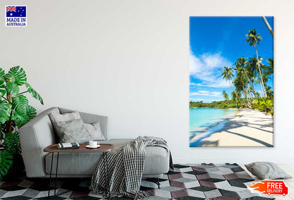 Green Coconut Coast Sandy Beach Scenery Print 100% Australian Made