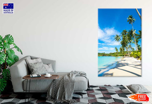 Green Coconut Coast Sandy Beach Scenery Print 100% Australian Made