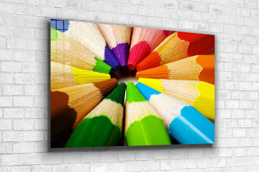 Colored Pencils View Print Tempered Glass Wall Art 100% Made in Australia Ready to Hang