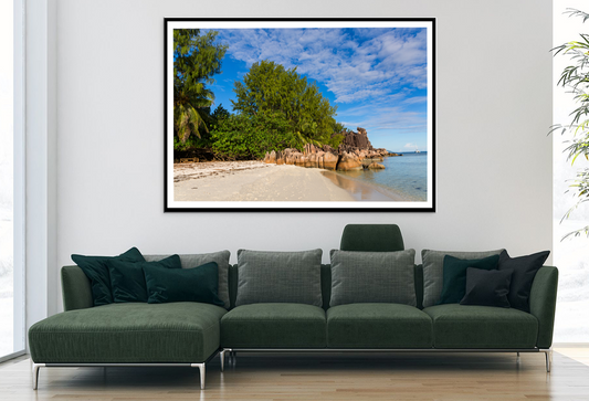 Rocks On Sea & Tree Sky View Photograph Home Decor Premium Quality Poster Print Choose Your Sizes