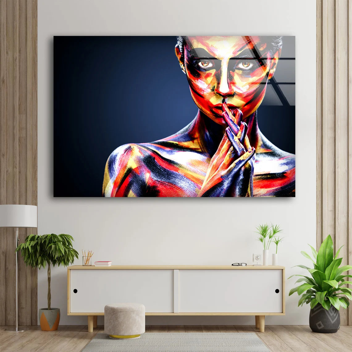 Girl with Body Makeup Photograph Acrylic Glass Print Tempered Glass Wall Art 100% Made in Australia Ready to Hang