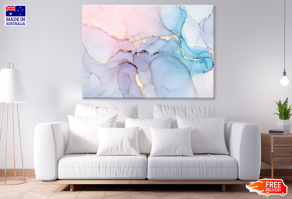 Pink Purple Blue & Gold Abstract Design Print 100% Australian Made