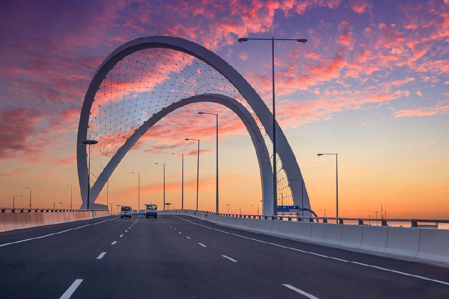 Al Wahda Bridge Sunset View Doha Photograph Print 100% Australian Made