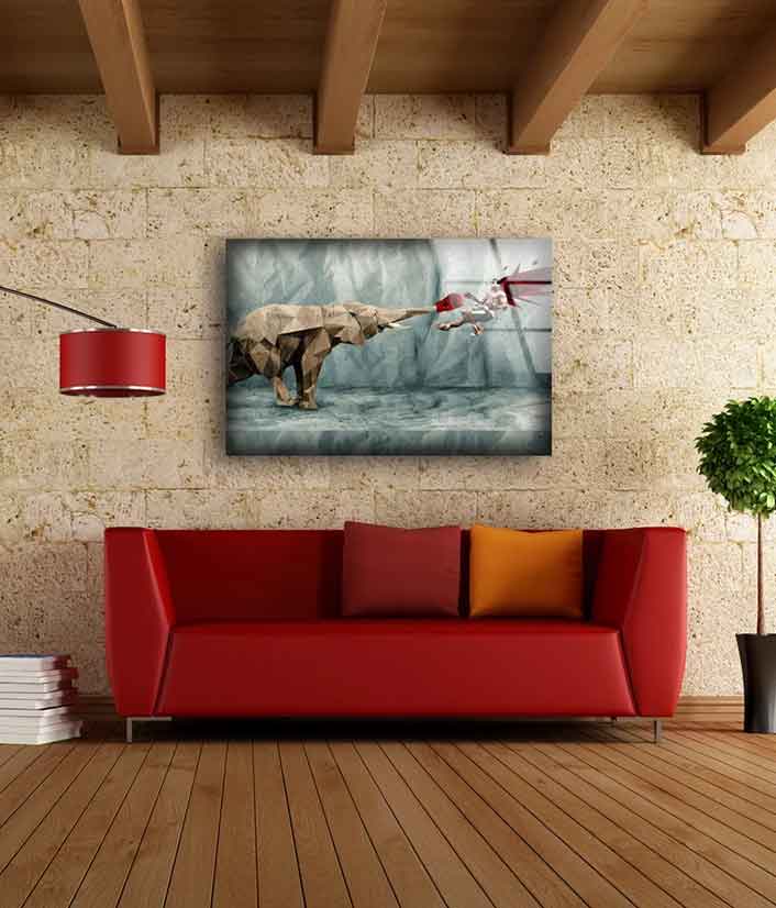 Elephant & Boxer Abstract Design Acrylic Glass Print Tempered Glass Wall Art 100% Made in Australia Ready to Hang