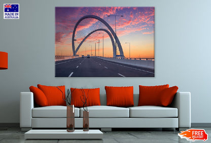 Al Wahda Bridge Sunset View Doha Photograph Print 100% Australian Made