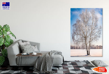 Snow Covered Tree on Field View Photograph Print 100% Australian Made