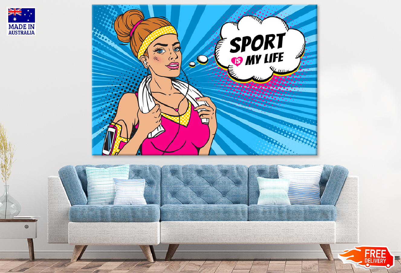 Sport is My Life Speech Bubble & Sport Girl Illustration Print 100% Australian Made