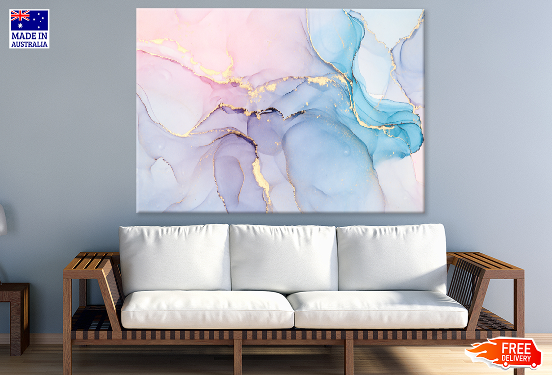 Pink Purple Blue & Gold Abstract Design Print 100% Australian Made