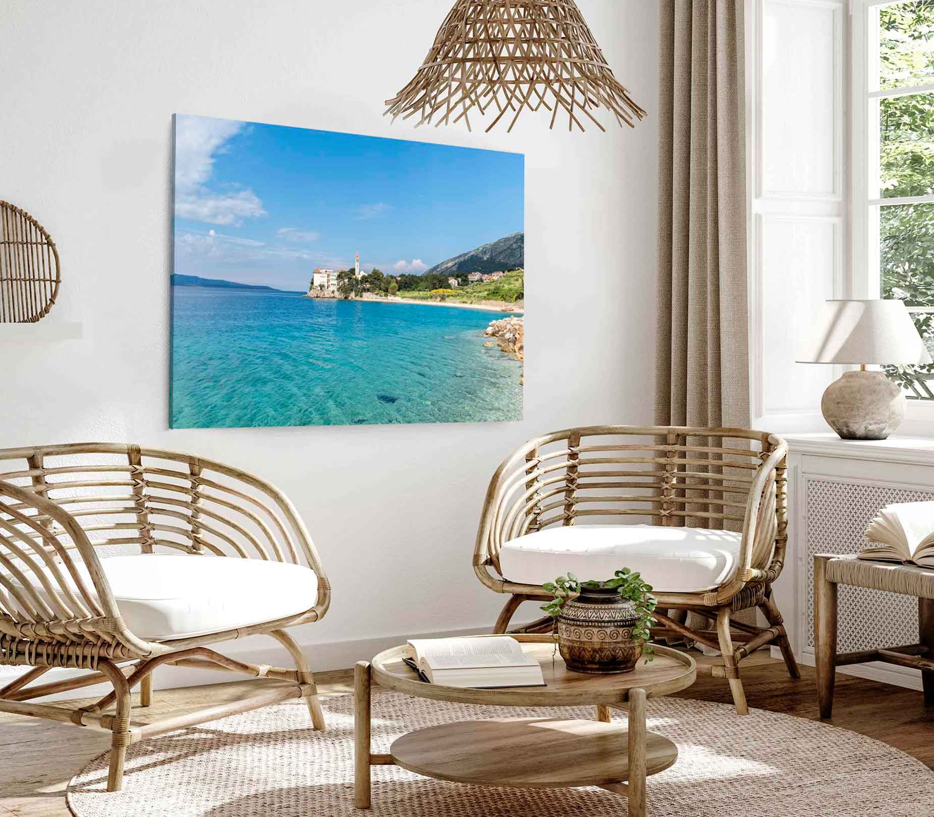 Bella Home Beach Island & Blue Sky Landscape Print Canvas Ready to hang