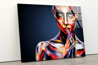 Girl with Body Makeup Photograph Acrylic Glass Print Tempered Glass Wall Art 100% Made in Australia Ready to Hang