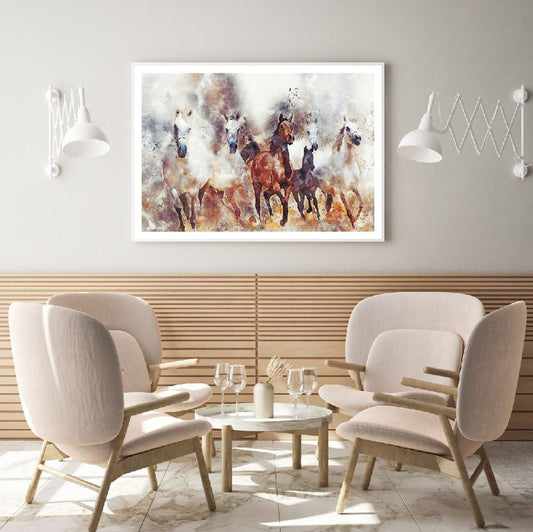 Colorful Horses Running Painting Home Decor Premium Quality Poster Print Choose Your Sizes