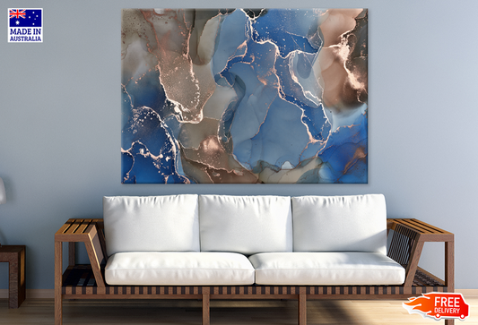 Blue & Brown Abstract Design Print 100% Australian Made