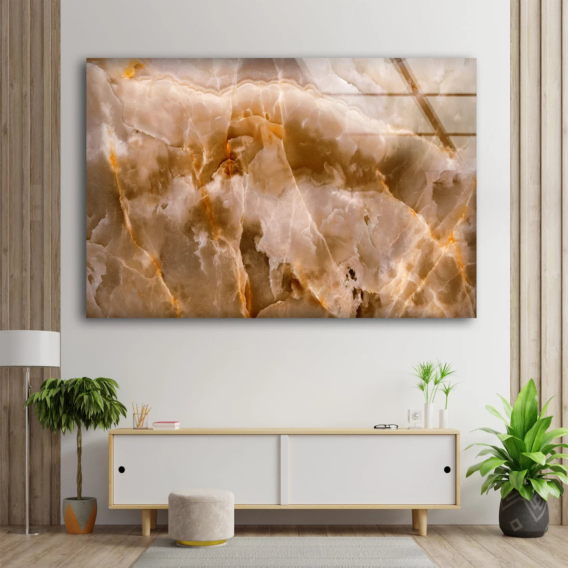 Gold Orange & Brown Abstract Design Acrylic Glass Print Tempered Glass Wall Art 100% Made in Australia Ready to Hang