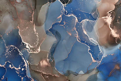 Blue & Brown Abstract Design Print 100% Australian Made
