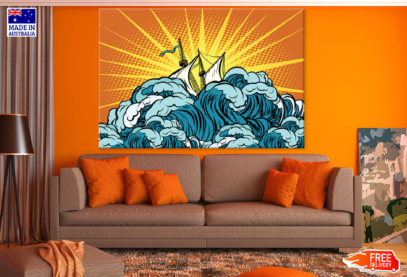 Ship On Sea Illustration Print 100% Australian Made