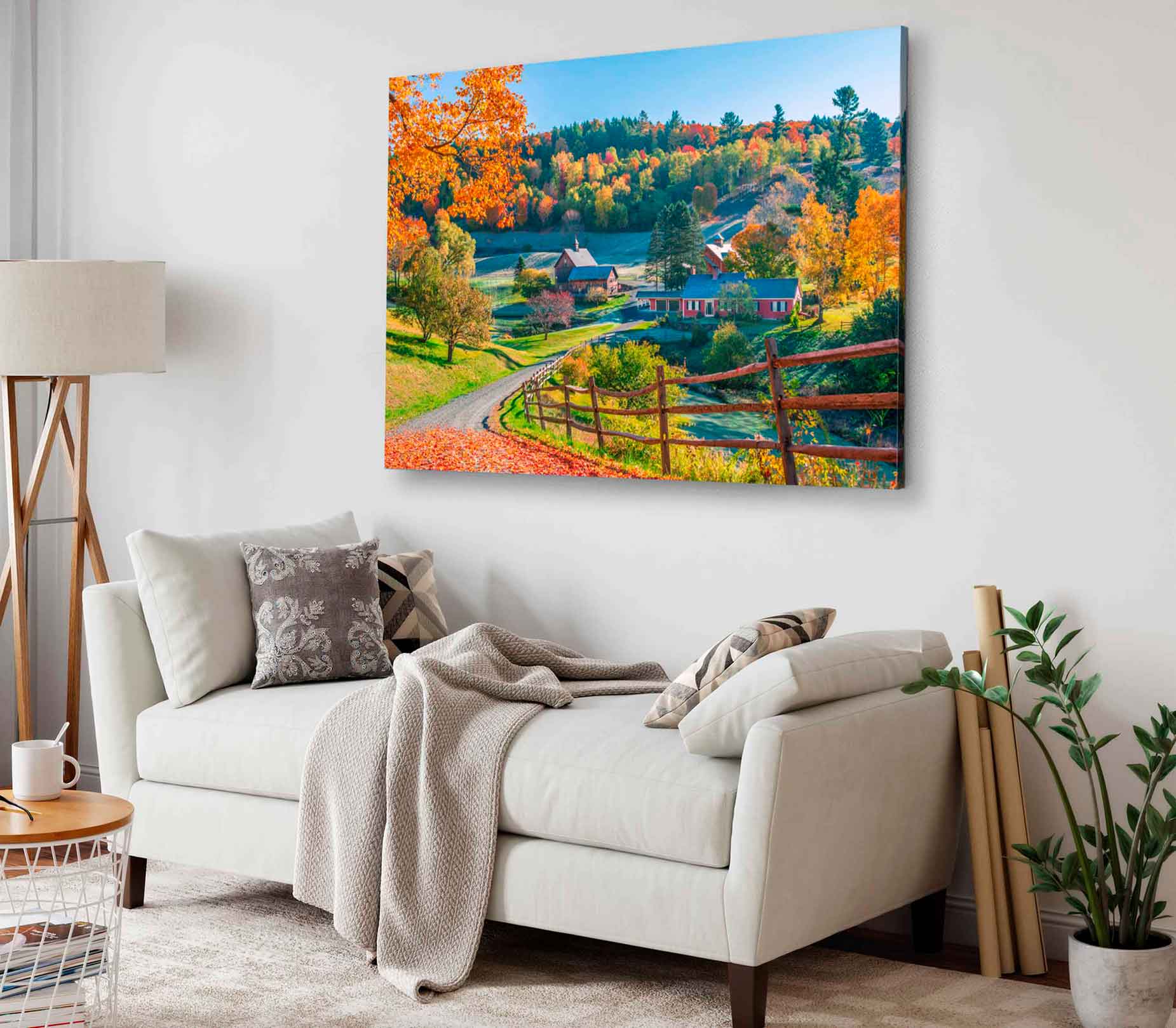 Bella Home Early Autumn Foliage Scene of Houses Print Canvas Ready to hang