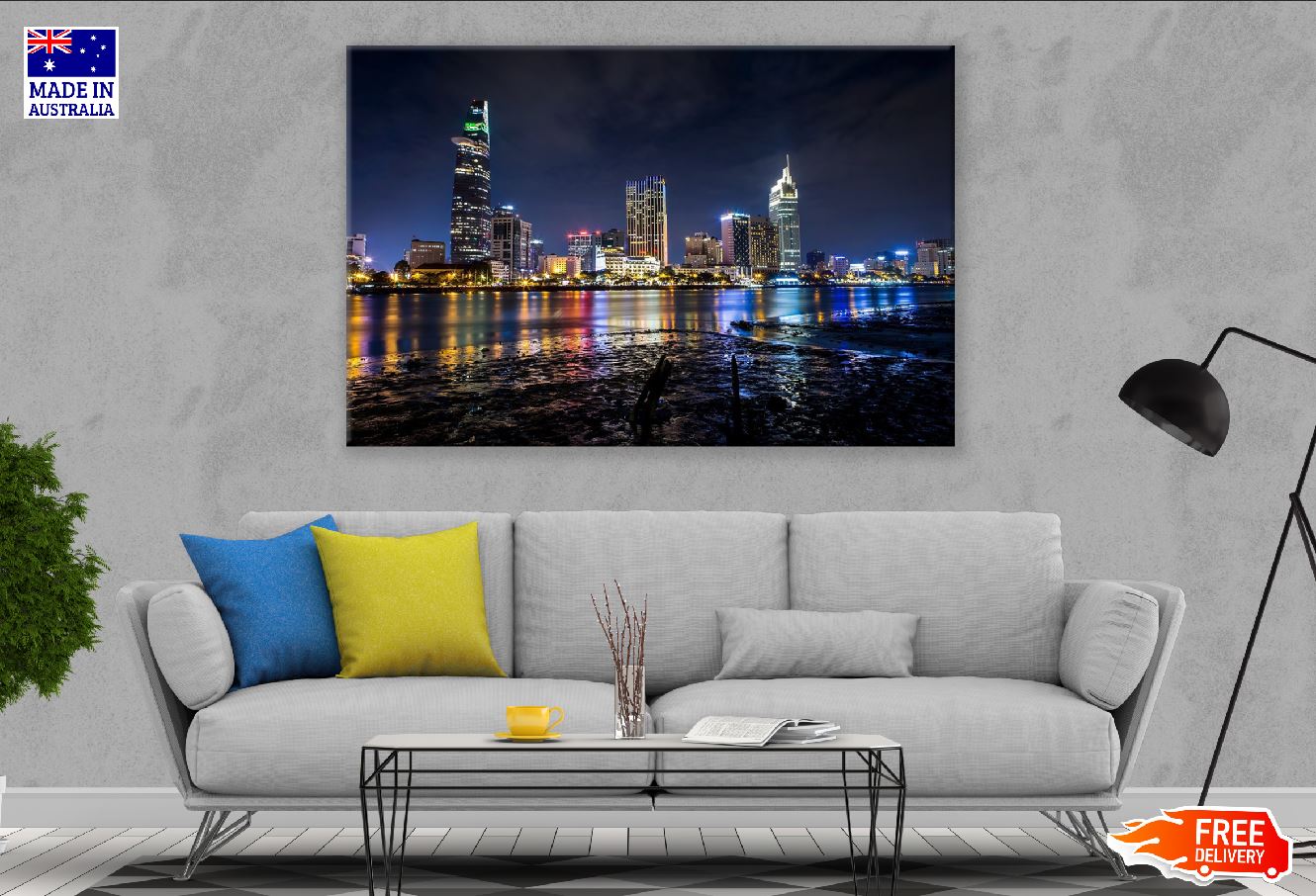 Ho Chi Minh Museum Night view from Saigon River Photograph Print 100% Australian Made