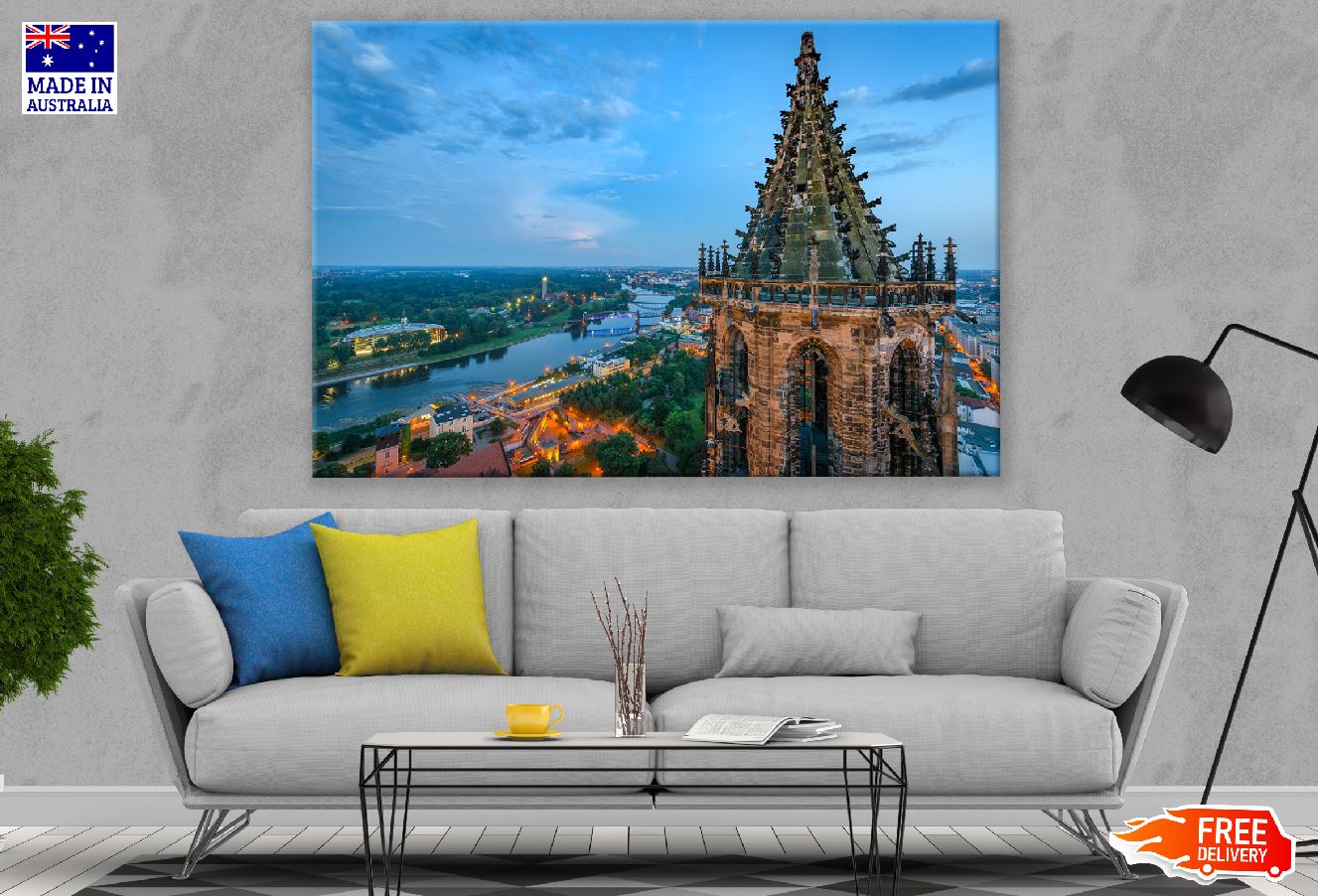 Magdeburg Cathedral with Blue Sky Photograph, Germany Print 100% Australian Made