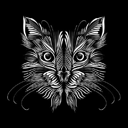 Square Canvas Abstract Muzzle Cat B&W Vector Design High Quality Print 100% Australian Made