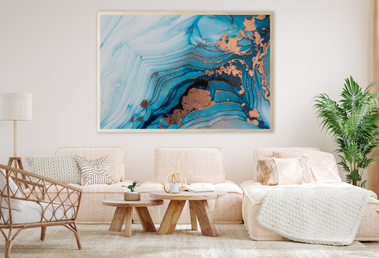 Blue White & Gold Abstract Design Home Decor Premium Quality Poster Print Choose Your Sizes