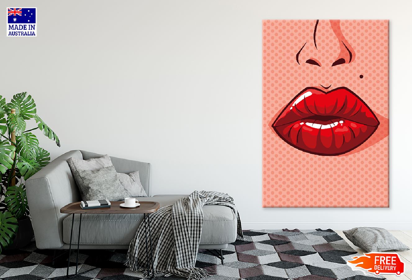 Girl's Lips Closeup Illustration Print 100% Australian Made