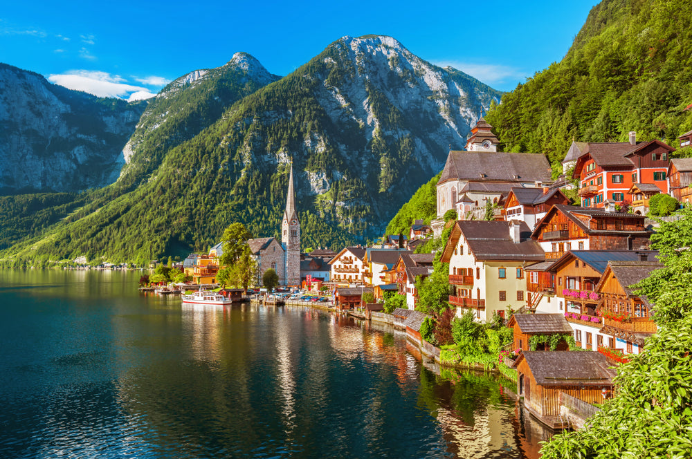 Wallpaper Murals Peel and Stick Removable Hallstatt Mountain Village in the Austrian Alps High Quality