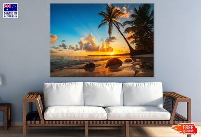 Palm Trees & Sunset Sky Scenery View Photograph Print 100% Australian Made