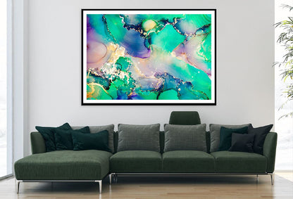 Green Blue & Gold Abstract Design Home Decor Premium Quality Poster Print Choose Your Sizes