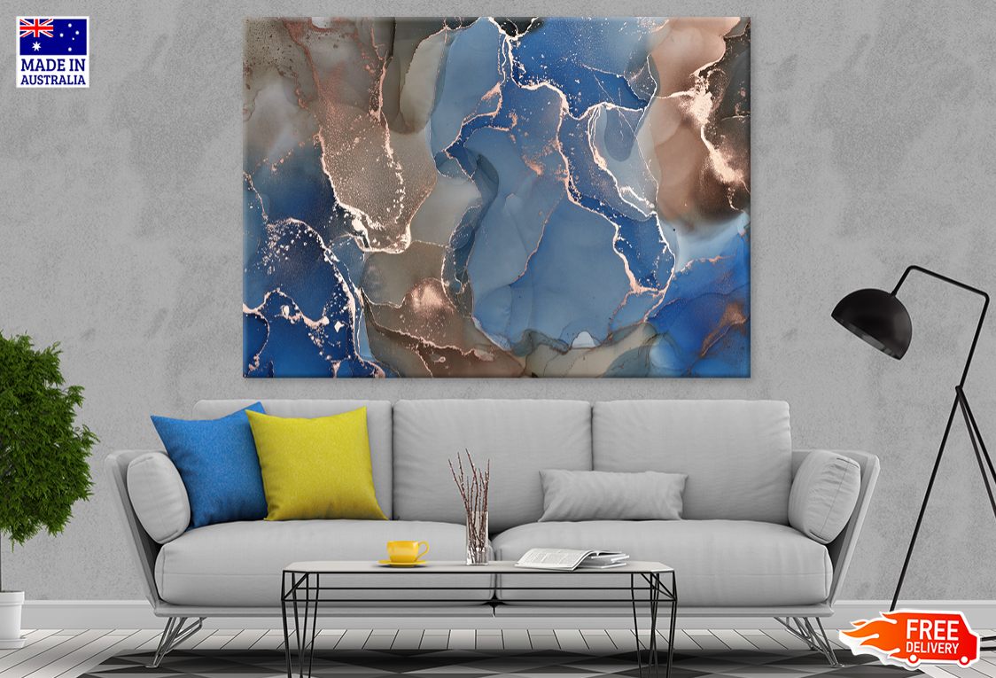 Blue & Brown Abstract Design Print 100% Australian Made