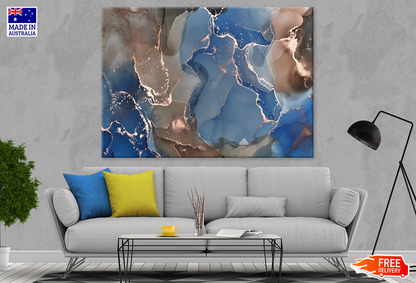 Blue & Brown Abstract Design Print 100% Australian Made
