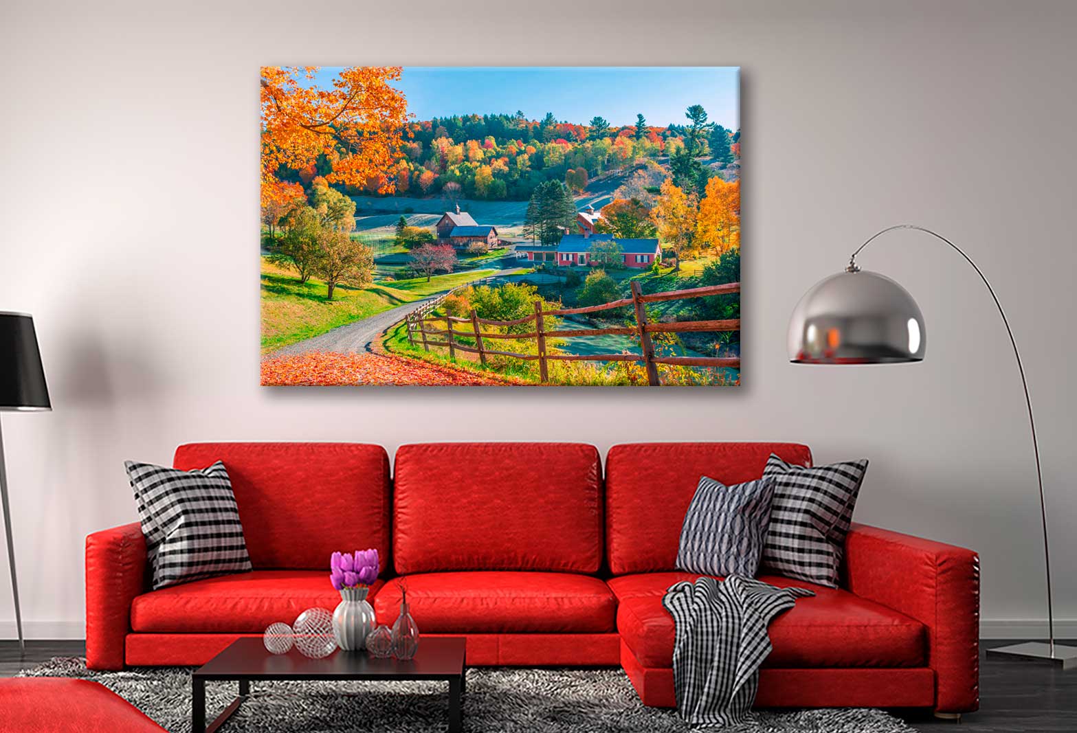 Bella Home Early Autumn Foliage Scene of Houses Print Canvas Ready to hang