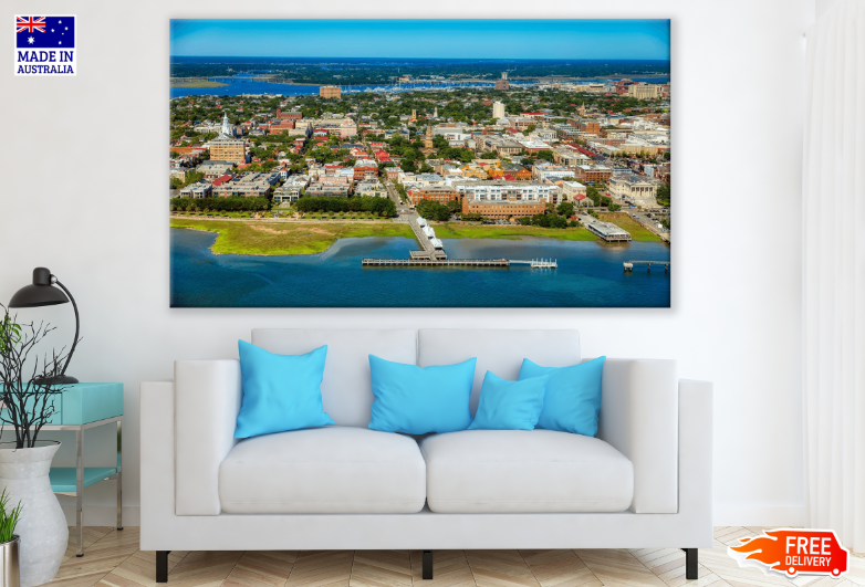 City & Sea Aerial View Print 100% Australian Made