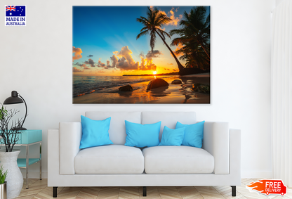 Palm Trees & Sunset Sky Scenery View Photograph Print 100% Australian Made