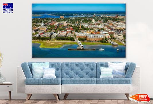 City & Sea Aerial View Print 100% Australian Made