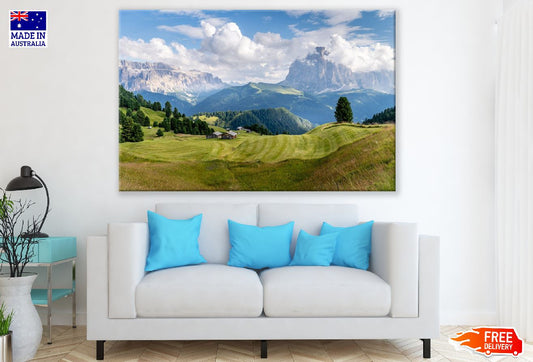Green Grass Field Near Mountains Photograph Print 100% Australian Made